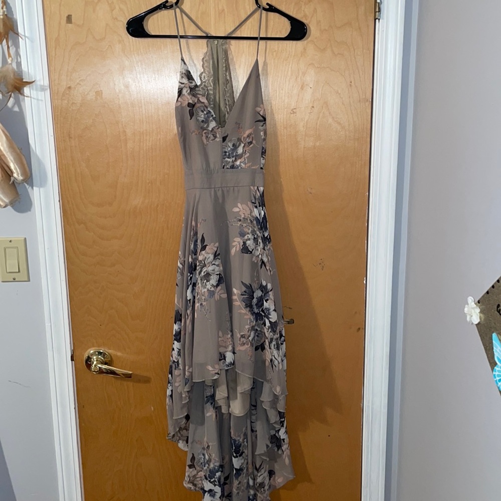 Flowy Floral Gray Dress